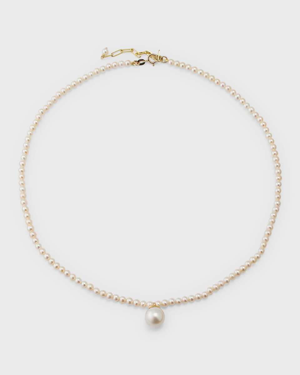 14k Gold Pearl Choker Necklace